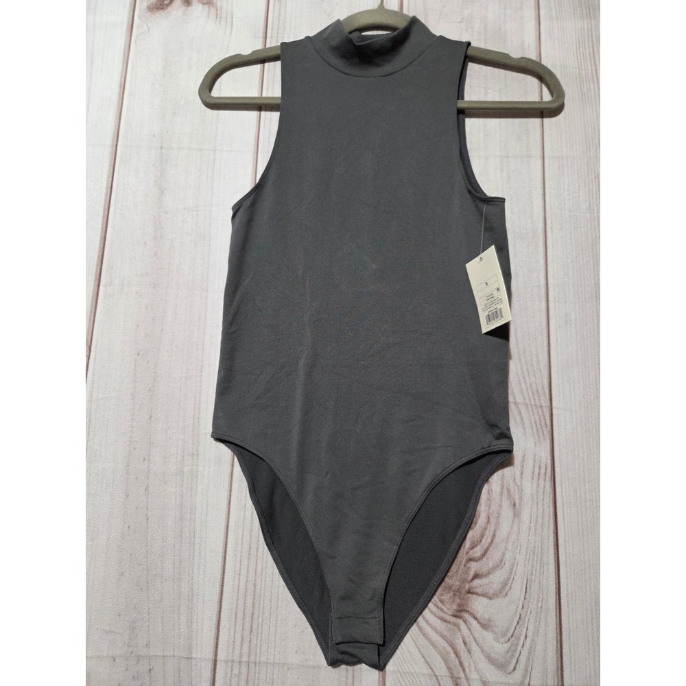 A New Day Womens Mock Neck Sleeveless Bodysuit Gray Small NWT